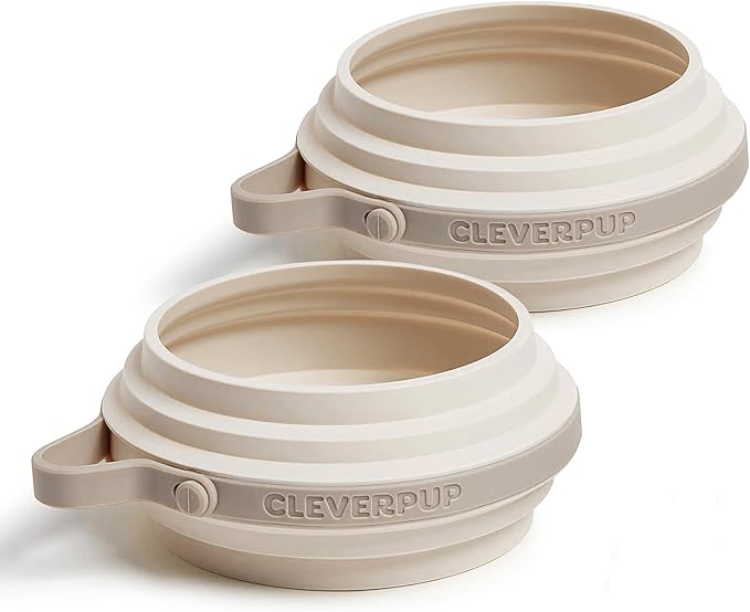 Small 7-Piece Bistro Box Dog Food Travel Kit, 6-Cup Kibble Storage, 2 Silicone Bowls, Mat & Scoop - Premium Portable Pet Food Kit for Weekends, Overnights, Daycare & Camping, Leopard