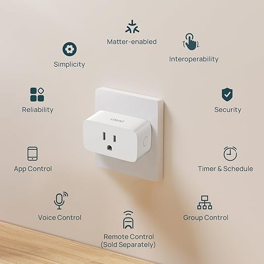 Linkind Matter Smart Plug, Work with Apple Home, Siri, Alexa, Google, SmartThings, Smart Outlet 15A/1800W Max, Smart Home Automation, APP Remote Control,Timer&Schedule, 2.4G Wi-Fi Only, 2 Pack