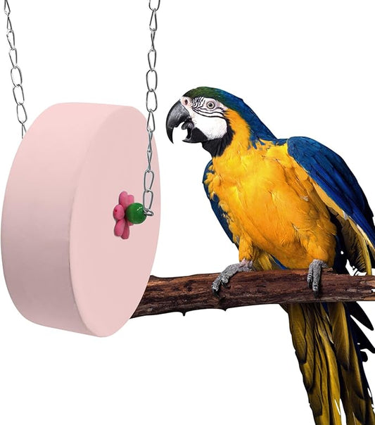 Bird Beak Grinding Stone – Large Blue Cylinder Parrot Chew Toy with Metal Hanging Chain – Cage Accessory for Macaws, African Greys, Cockatiels & Medium to Large Birds