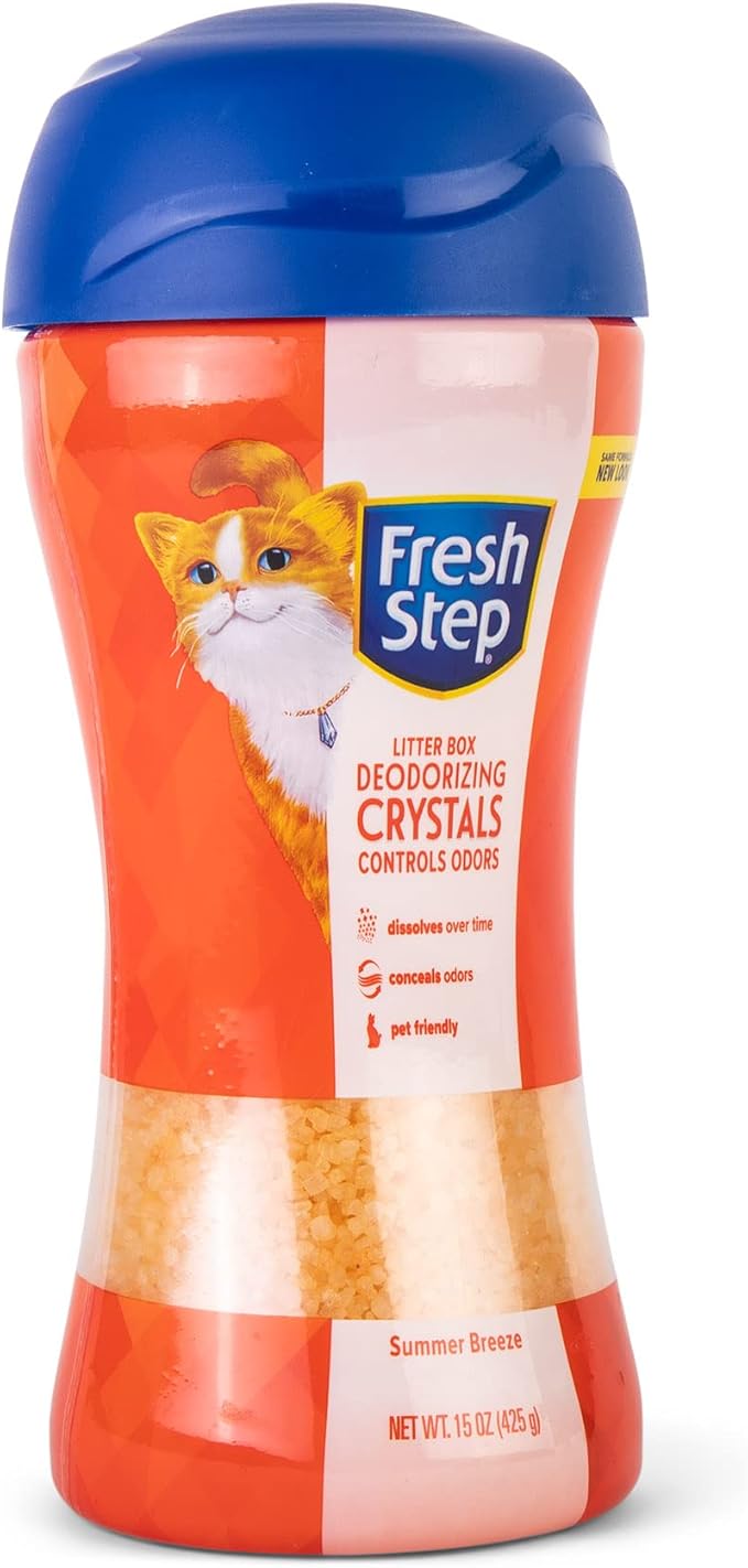 Fresh Step Cat Litter Crystals in Tropical Summer Breeze Scent - Cat Litter Box Deodorizer - Combats Odors and Neutralizes Smells to Keep Your Home Clean, 15 Ounce