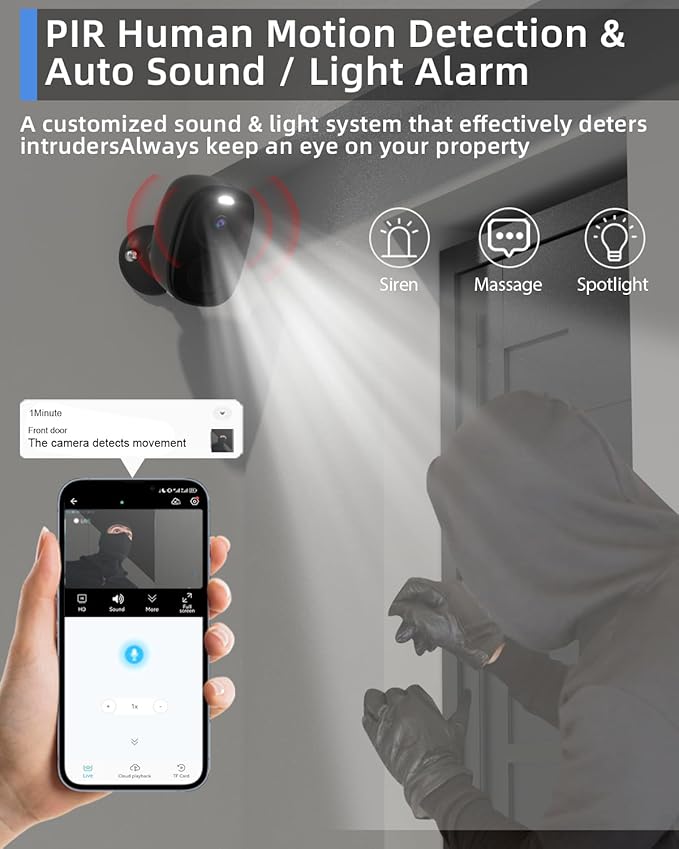 5G Security Cameras Wireless Outdoor 4pack, 2K Battery Powered Camera for Home Security with IP65, SD/Free Cloud Storage, No Monthly Fee, AI Motion Detection, Color Night Vision, 2-Way Audio,Alexa