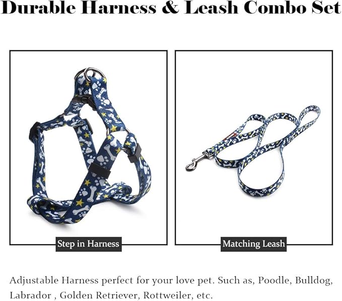 QQPETS Dog Harness Leash Set Adjustable Heavy Duty No Pull Halter Harnesses for Small Medium Large Breed Dogs Back Clip Anti-Twist Perfect for Walking (XS(12"-18" Chest Girth), Bone)