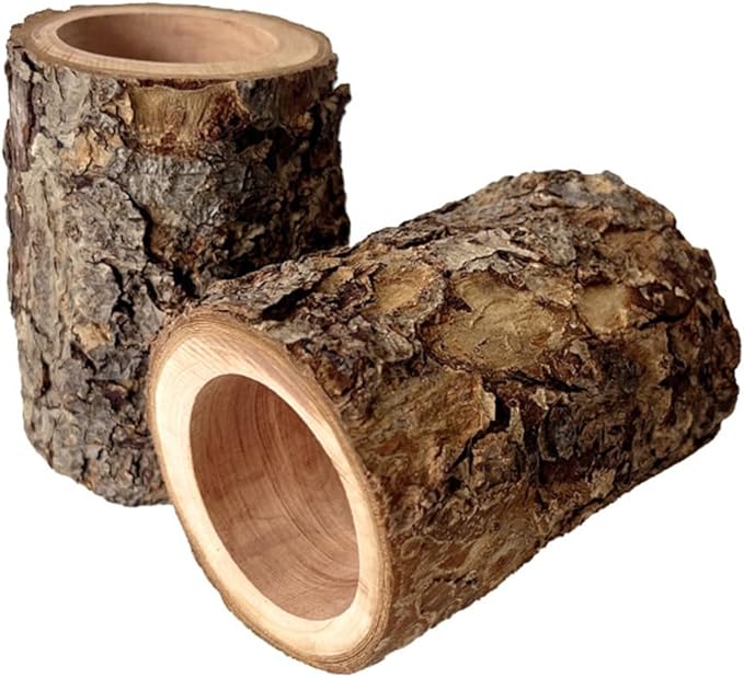 3PCS Natural Apple Wooden Hamster Mouse Tunnel Tube Toy, Hamster Hideout for Hamsters Mouse Gerbils Mice Rat, Cage Accessories for Hiding and Resting