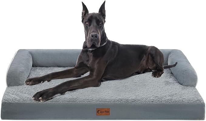 Orthopedic XXL Dog Beds, Waterproof Egg Crate Foam Big Pet Bed for All Breed Sized Dogs 53x42Inch, Washable Extra Large Dog Couch Bed with Removable Cover and Non-Slip Bottom, Grey