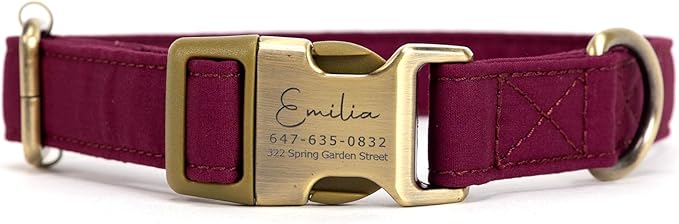 Personalized Dog Collar with Name and Phone Number Engraved,Adjustable Custom Puppy Collar,Organic Cotton Pet Collar for Small Medium Large Boy Girl Dogs