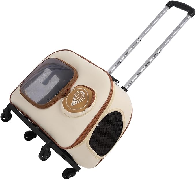 Pet Trolley Case, HardSided Carriers Pet Backpack Soft Lined Roller Bag Outdoor Dog Crate for Travel Hiking Camping Trolley Case, Large Capacity Wheeled Portable