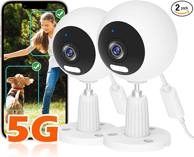 5G/2.4G Indoor/Outdoor Security Camera for Baby Monitor, 3MP Pet Camera for Dog/Cat/Nanny/Baby/Elder, IP66 Waterproof, 3 Night Vision, 24/7 SD Recording, SD/Cloud -2Pack