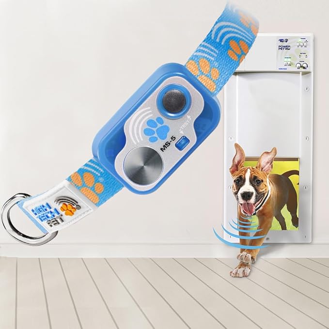MS-5 Designer Series, Premium Performance Automatic Pet Door Collar by High Tech Pet Brand - Class A Battery Included - Stylish Design - Waterproof - Rugged - USA Support (Paw)