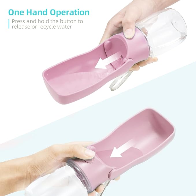 Portable Dog Water Bottle for Walking 19 OZ or 12 OZ Portable Pet Water Bottles for Puppy Small Medium Large Dogs Water Dispenser Pet Water Bowl Dog Accessories (19OZ Blue) (12OZ Pink)