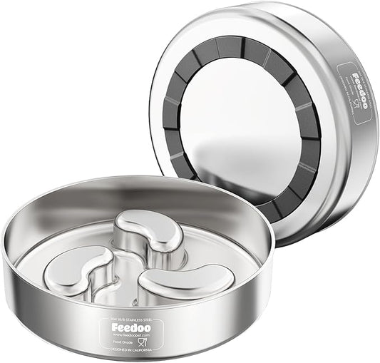 Slow Feeder Dog Bowl-1.5Cups for Small Breeds, Dual Wall Stainless Steel Maze Bowl, Non-Slip Base, Food-Grade Metal Dog Dish to Slow Eating