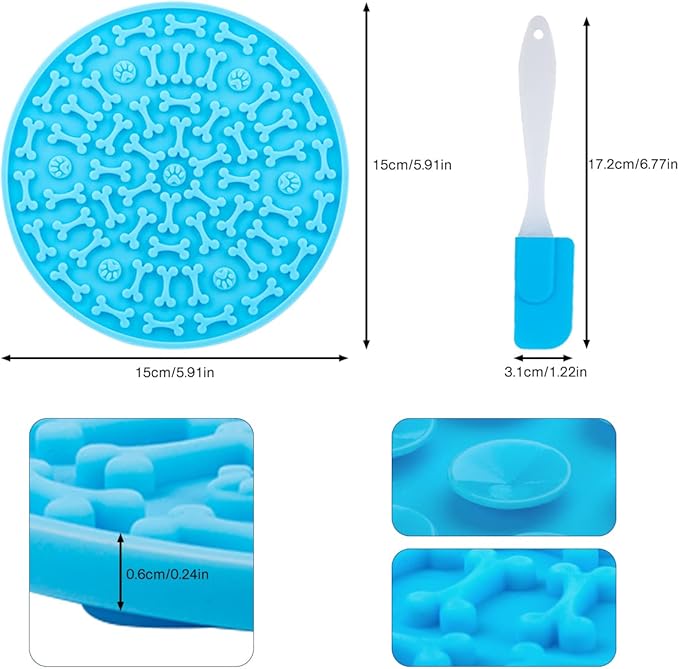 Dog Lick Pad, Pet Bathing Grooming Distraction Wall Mounted Silicone Slow Feeder Mat with Strong Suction, 2 Pack