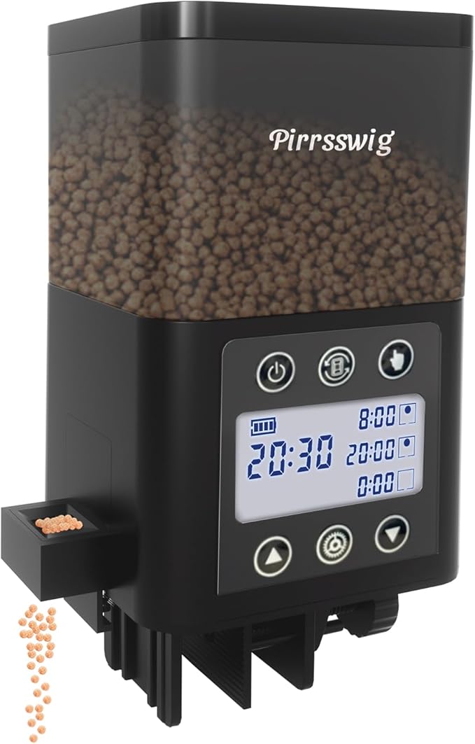 Automatic Fish Feeder for Aquarium - 320ml Timer, Moisture-Proof, LCD Display | Precision Auto Feeder for Vacation Fish Tanks, Battery Included | Unique Mechanical Design