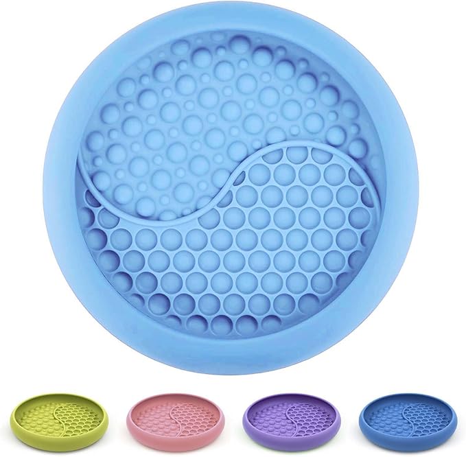 Dog Lick Bowl, Non-Slip Dog Slow Feeder Licking Mat Treat Dispenser, Interactive and Enrichment Toys, Boredom & Anxiety Reducer, BPA Free Silicone (Light Blue, Large)