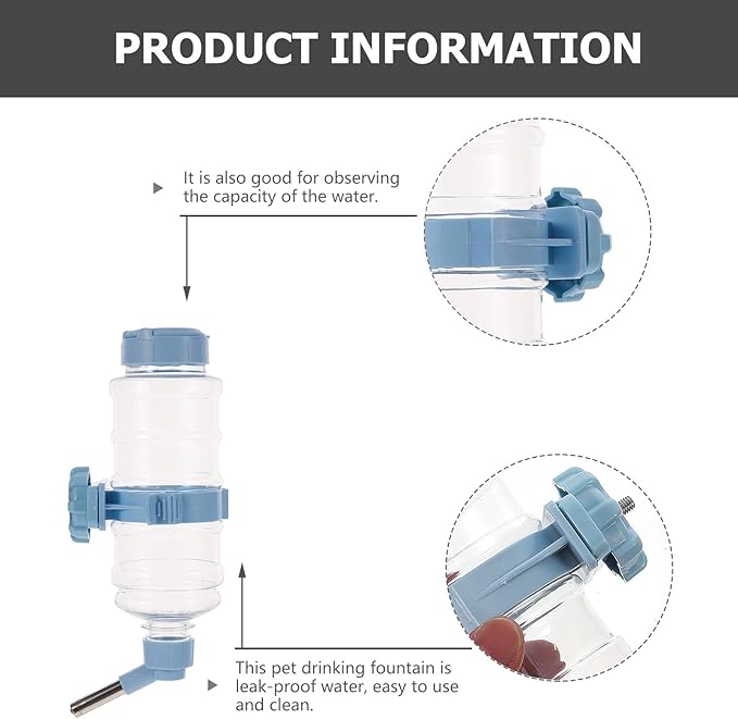 Hanging Pet Water Feeder for Small Animals Leakproof Rabbit Chinchilla Guinea Pig Water Bottle Smooth Surface Easy to Install Cage Supply