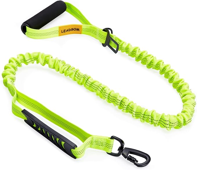 6FT Highly Reflective Heavy Duty Elastic Bungee Medium and Large Dog Leash Shock Absorbing with Comfortable Padded Handle and Traffic Handle Suitable for Training