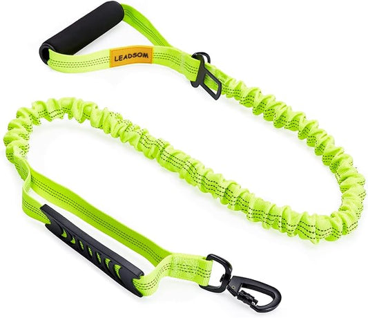 6FT Highly Reflective Heavy Duty Elastic Bungee Medium and Large Dog Leash Shock Absorbing with Comfortable Padded Handle and Traffic Handle Suitable for Training