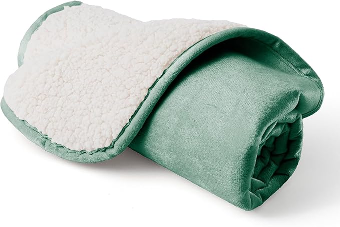 Waterproof Dog Blankets for Small Dogs, Washable Pet Blanket for Indoor Cats, Plush Sherpa Puppy Throw Furniture Protector for Bed Couch Sofa(25"x35",S,Green)