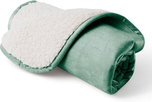 Waterproof Dog Blankets for Small Dogs, Washable Pet Blanket for Indoor Cats, Plush Sherpa Puppy Throw Furniture Protector for Bed Couch Sofa(25"x35",S,Green)