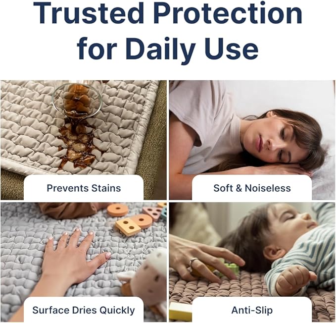PAULATO BY GA.I.CO. Waterproof Blanket – 24x67” Changing Absorbent Pad for Incontinence – Machine Washable Stain-Resistant Protector for Couch Sofa or Bed – Reusable Waterproof Cover