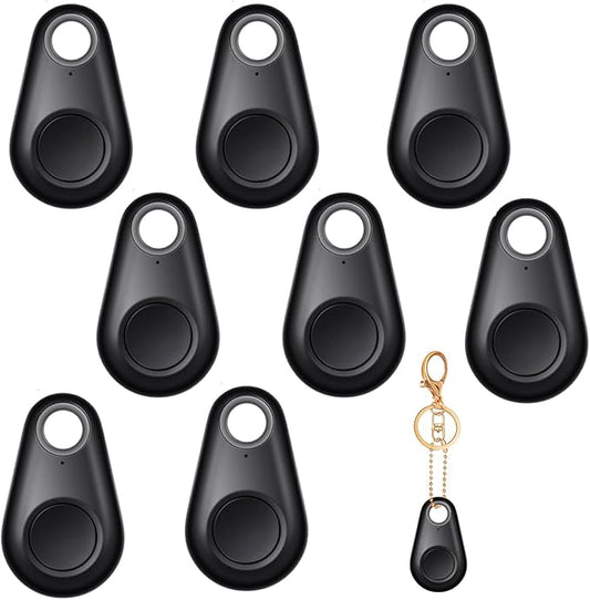 Flutesan 8 Packs Portable GPS Tracking Mobile Tracking Anti Loss Smart Device Key Finder Locator GPS Tracker Device for Pets Dog Cat Wallet Keychain Luggage, Alarm Reminder(Black)