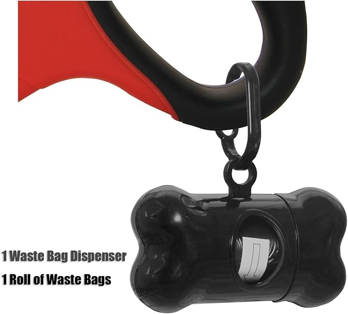 16 ft Retractable Dog Leash for Large Dogs up to 44 lbs,Tangle-Free Nylon Tape,Red M