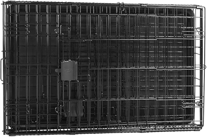 Amazon Basics Durable,Foldable Metal Wire Dog Crate with Tray, Double Door, 30 x 19 x 21 in, Black