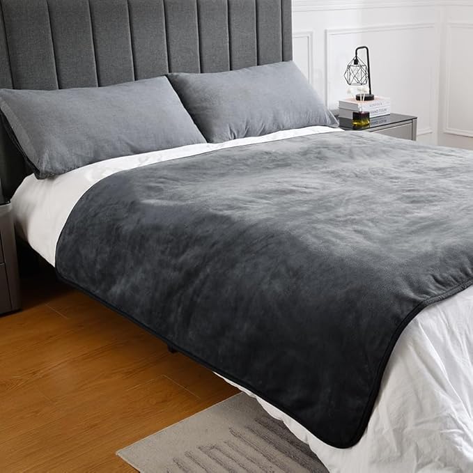 Waterproof Blanket for Bed Couch Sofa, Soft Liquid Pee Proof Pet Blanket for Dog Puppy Cat, Reversible Sherpa Fleece Furniture Protector (Dark Grey, 60x80 inches)