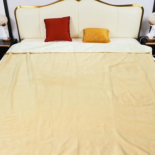 Waterproof Blanket for Bed, 80"x90" Leak-Proof Design, Reversible & Washable King Size Waterproof Blanket, Large Water Resistant Blankets, Reusable (Warm Yellow/Warm White)
