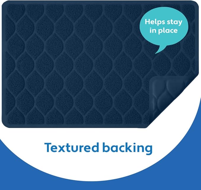 MIGHTY MONKEY Waterproof BPA Free Cat Litter Box Trapping Mat, Easy Clean Floors, Textured Backing, Soft on Sensitive Kitty Paws, Cats Accessories, Less Waste, Stays in Place, 24x17, Navy