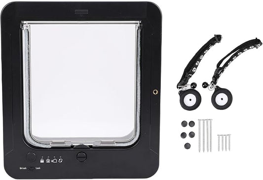 GLOGLOW Smart Cat Door, 26x29.5cm Automatic Sensing with Collar Activated Pet Door Provide Two Way Access for Kitty Kittens Doggie