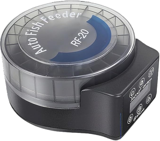 Automatic Fish Feeder - 140ml Programmable Aquarium Dispenser, Adjustable 6 Level Control, Smart Feeding Timer | Food Feeder for Axolotl Frog Shrimp Tank Desktop Home Office Aquarium Setup