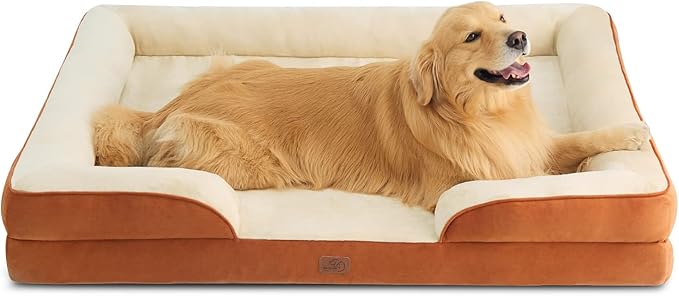 Bedsure XXL Orthopedic Dog Bed for Extra Large Dogs - Washable Giant Dog Cat Bed Waterproof, Comfort Dogs Couch Sofa with Washable Removable Cover, Pet Bed with Nonskid Bottom, Ember Clay, 52"
