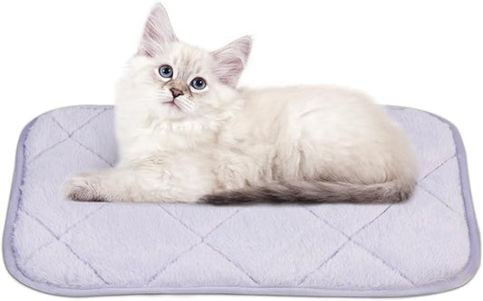 NWK Fluffy Self Warming Cat Mat, Cat Blanket, Thermal Dog Mat, Washable, Non-Slip Bottom for Sofa & Crate & Kennel & Car Seat (Dusty Lavender, Small (20'' X 16'' X 0.4''))