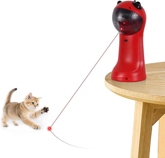 TBTeek Cat Toy Motion-Activated, Rechargeable Automatic Cat Toy with Rotating Red Light, 4 Speed Modes for Indoor Cats, Kittens & Dogs（Red）