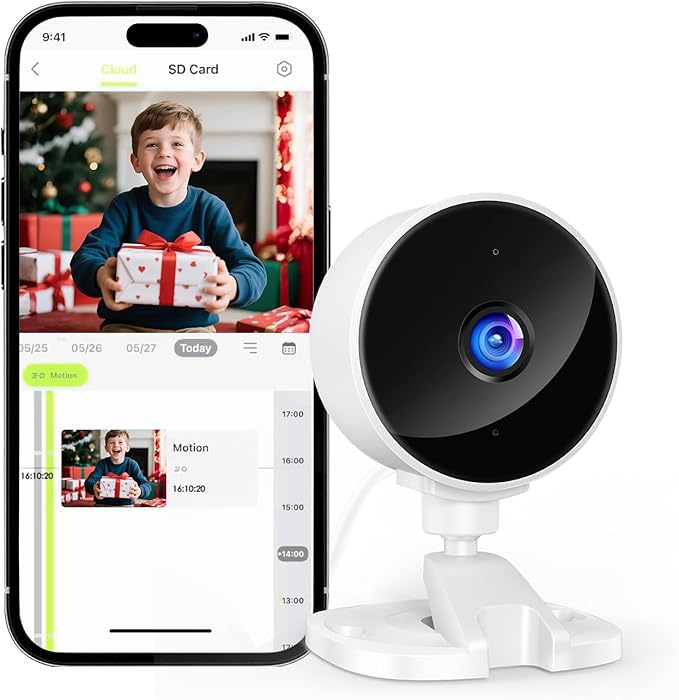 YOTON 1080P Indoor Security Camera for Baby Monitor, Pet Camera with Night Vision, 2-Way Audio, Motion Detection, Cloud & SD Card Storage, Easy Setup, Works with Alexa & Google Assistant, 1-Pack