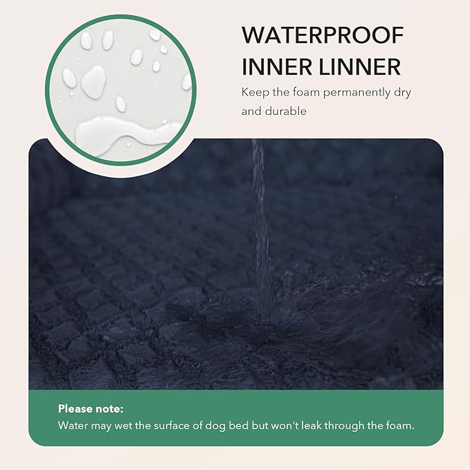 Orthopedic Dog Beds for Extra Large Sized Dogs, Waterproof Memory Foam XL Pet Bed with Sides 48x30Inch, Non-Slip and Egg-Crate Foam Big Dog Couch Bed with Removable Washable Cover, Navy Blue