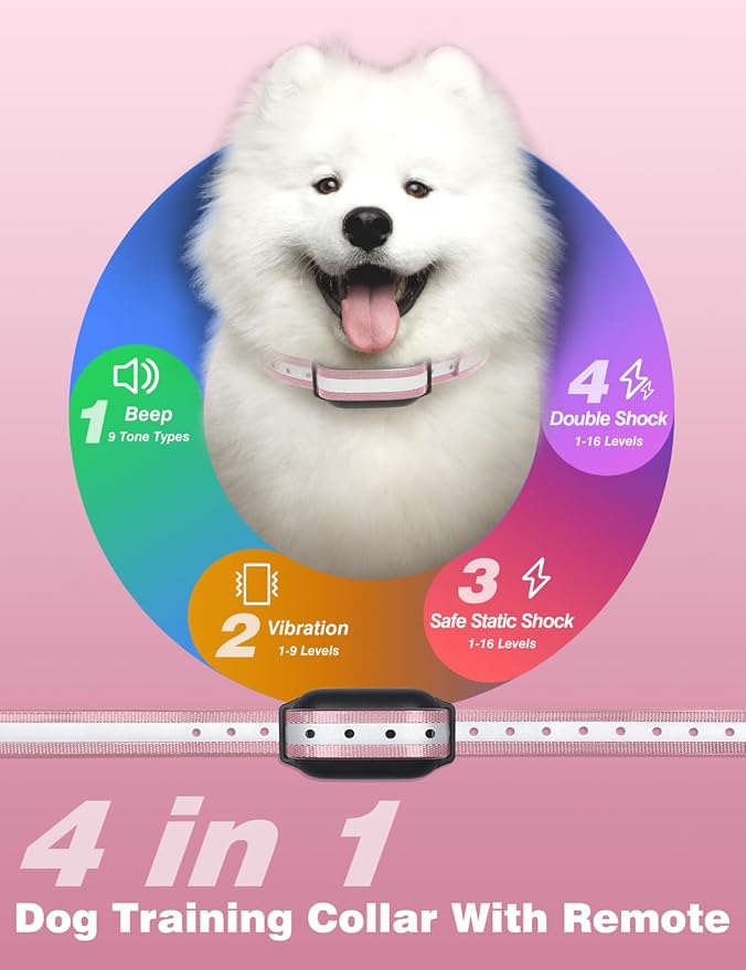 Dog Training Collar with Remote (5-120lbs), 3300Ft Remote Training Collar with Beep, Vibrate, Static & Double Static Modes, IPX7 Waterproof E Collar for Small Medium Large Dogs (2 Pack)