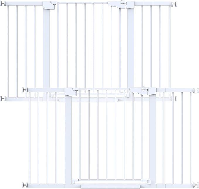 Cumbor 2 Pack 29.7-54.2" Baby Gate for Stairs, Mom's Choice Awards Winner-Auto Close Dog Gate for Doorways, Easy Install Pressure Mounted Pet Gate Indoor, Wide Safety Gate for Dog, White