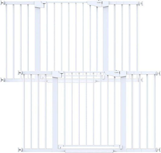Cumbor 2 Pack 29.7-54.2" Baby Gate for Stairs, Mom's Choice Awards Winner-Auto Close Dog Gate for Doorways, Easy Install Pressure Mounted Pet Gate Indoor, Wide Safety Gate for Dog, White