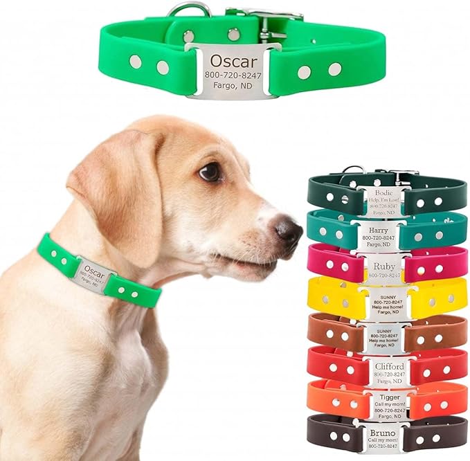 dogIDs Personalized Dog Collar – ScruffTag Custom Waterproof Biothane Dog Collar with Laser-Engraved Name, Durable & Odor-Resistant – USA Made | Bright Green, 5/8 in x 8 in (Fits Neck Sizes 7-9 in)