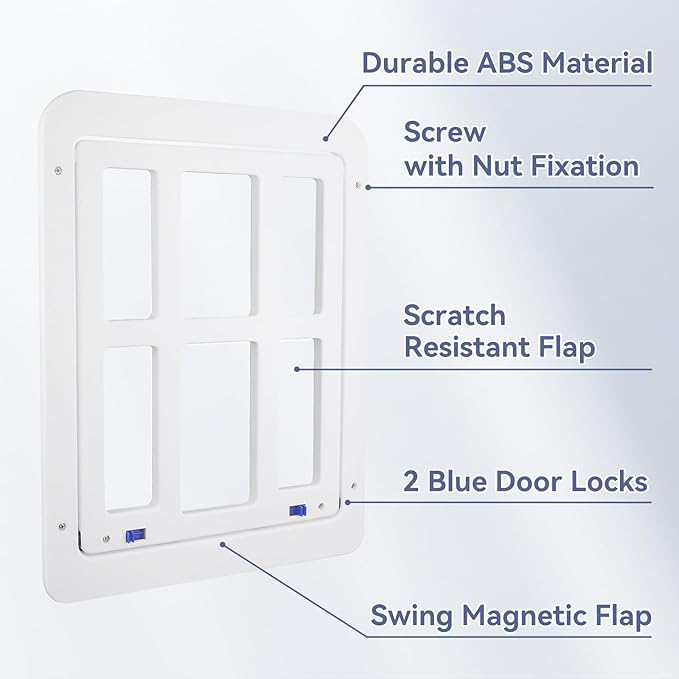 NAMSAN Cat Screen Door, Flap Opening 8.3 x 10.3 inches, Doggie Door for Screen Door, Window Cat Door Magnetic Self-Closing, Cat Door for Sliding Door, Lockable, White