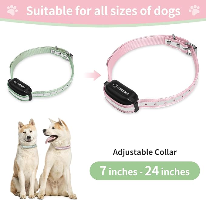 Shock Collar Replacement Strap, 3/4" Waterproof Odorless Reflective TPU Dog Collar, Replacement Collar for Shock Collar with Metal Buckle - All Brands Pet Training E Collars (Pink & Green)
