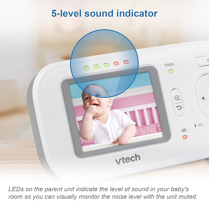 VTech VM320 Baby Monitor, 2.4" Screen with Fixed Camera, Night Vision, Soothing Sounds, 2-Way Talk, Secured Transmission, Secure Transmission No WiFi