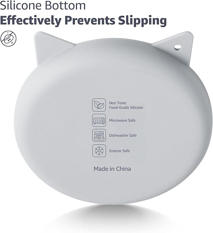 Coomazy Silicone Slow Feeder Dog Cat Bowls, Interactive Puzzle Toy for Pets Dry/Wet Food Training, Keeps Dogs Cats Busy, Prevents Puppy Kitty Overeating (Grey, 0.8 Cup)