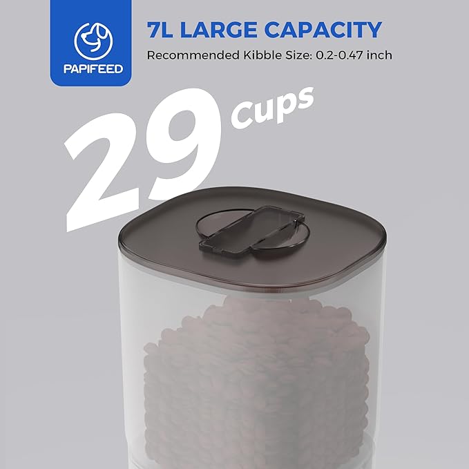 PAPIFEED Automatic Cat Feeder for 2 Cats, 2.4G WiFi Cat Food Dispenser with App Control, 7L Slow Feed Pet Feeder with 2 Stainless Bowls for Cats & Dogs, 12 Portions 10 Meals Daily - White