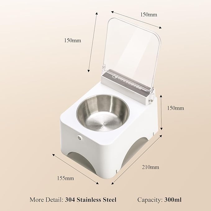Dustproof Wireless Infrared Sensor Flip Top Cat Food Bowl - Automatic Cat Feeder for Indoor & Camping, Elevated, No Spill, Non-Slip, Raised Stainless Steel Food & Water Dog Bowl