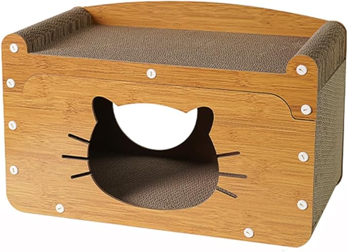 Cat Scratcher Cardboard House, Kitten Scratching Pad Lounger Bed, Kitty Small Animals Play, Rest, Sleep, Scratch Post Box, Durable Board Entertain Feline Friends Yet Prevent Furniture Damage
