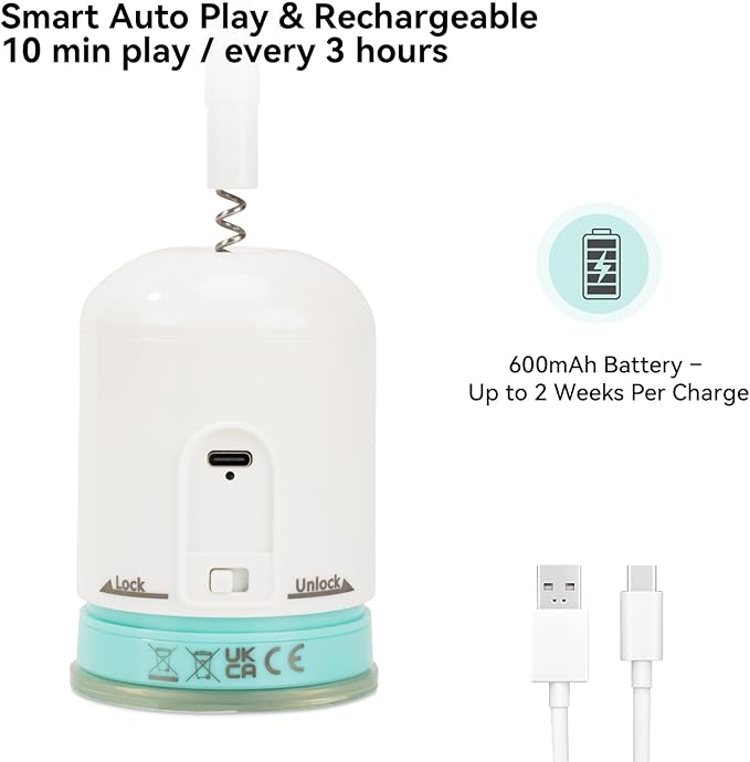 Migipaws Interactive Automatic Cat Teaser Wand Toy with Strong Suction Cup, 70cm Flexible Wire & DIY Bending Design, Rechargeable Cat Exercise Toy with Auto Timer for Indoor Cats (White)