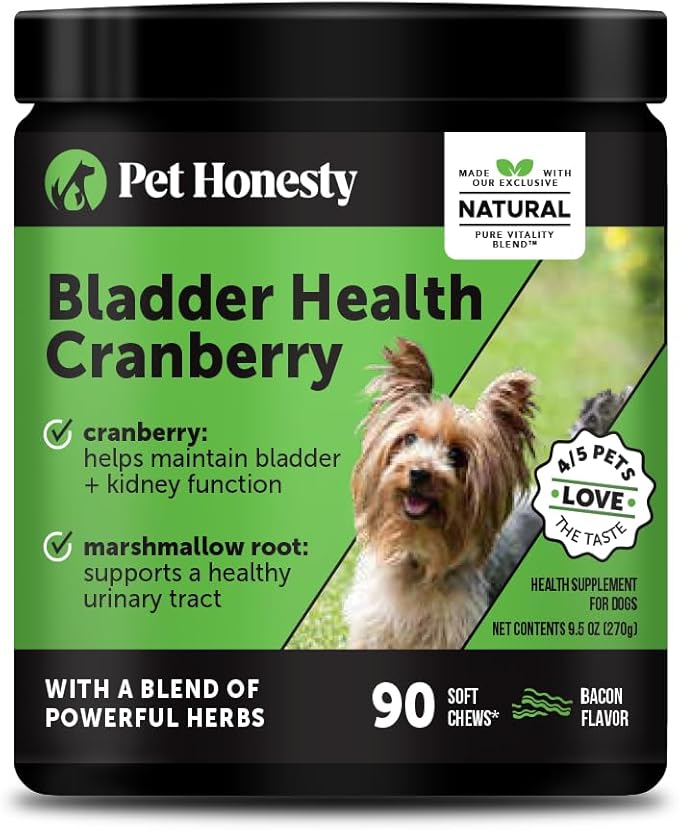 Cranberry Bladder Health for Dogs – Contains Active Ingredients - Cranberry & D-Mannose to Help Support Dog Urinary Tract Health, Dog Bladder Support, & Kidney Support for Dogs (Bacon)