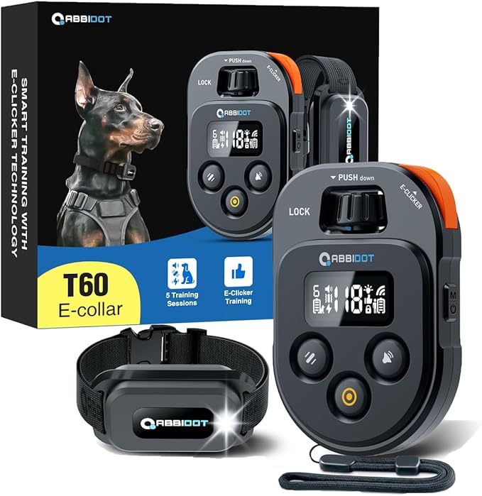 ABBIDOT Dog Shock Collar, 4500FT Dog Training Collar with Remote，IPX7 Waterproof Rating，6 Training Modes (Beep, Vibration, Safe Shock), Enhanced Night Light, Rechargeable E-Collar for Dogs 10-130 lbs